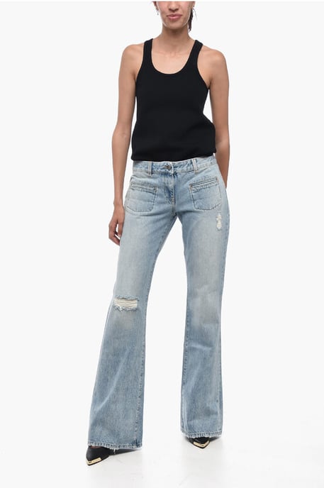 Leicht verwaschene Bootcut-Jeans 29 cm in Blau - Image 4