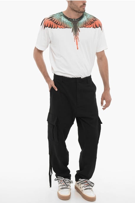 Einfarbige Cargo-Jogginghose mit kontrastierender Stickerei in Schwarz - Image 3