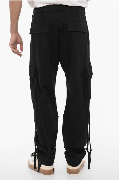 Einfarbige Cargo-Jogginghose mit kontrastierender Stickerei in Schwarz - Image 4