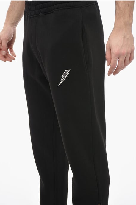Locker geschnittene Jogginghose aus Baumwollmischung mit Knöchelreißverschluss in Schwarz - Image 3