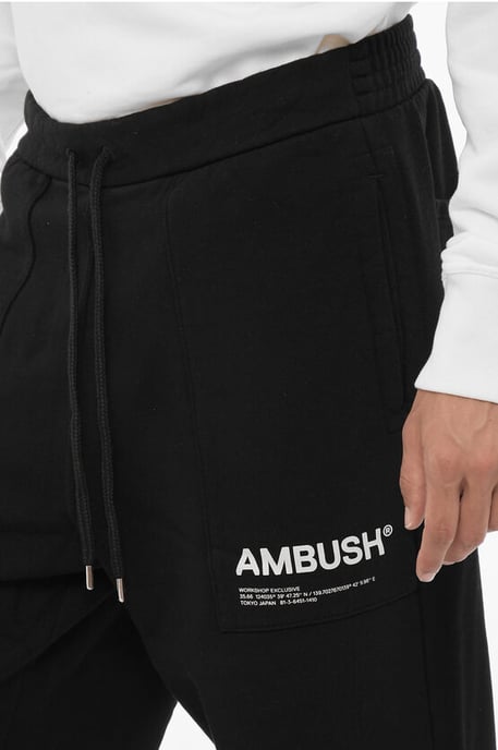 WORKSHOP-Jogginghose aus Fleece-Baumwolle mit Kordelzug in der Taille in Schwarz - Image 3