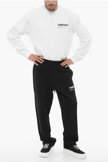 WORKSHOP-Jogginghose aus Fleece-Baumwolle mit Kordelzug in der Taille in Schwarz - Image 4