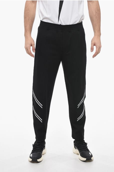 Neil Barrett Jogginghose REM + VARSITY mit kontrastierendem Seitenband, Sweatmaterial - Schwarz - Image 1