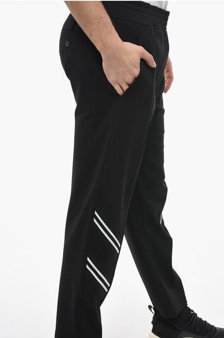 Neil Barrett Jogginghose REM + VARSITY mit kontrastierendem Seitenband, Sweatmaterial - Schwarz - Image 3