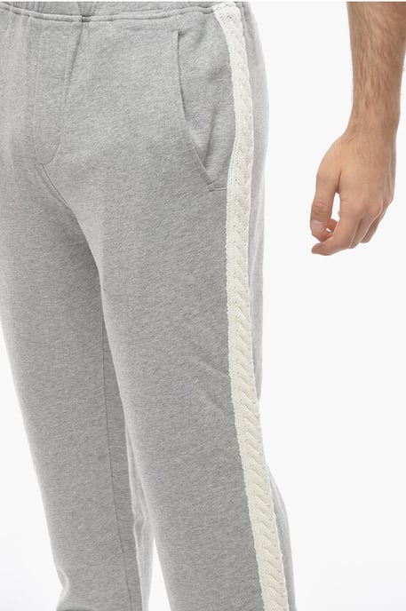 Loose Fit Sweatpants aus Baumwolle mit gestrickten Seitenbändern in Grau - Image 3