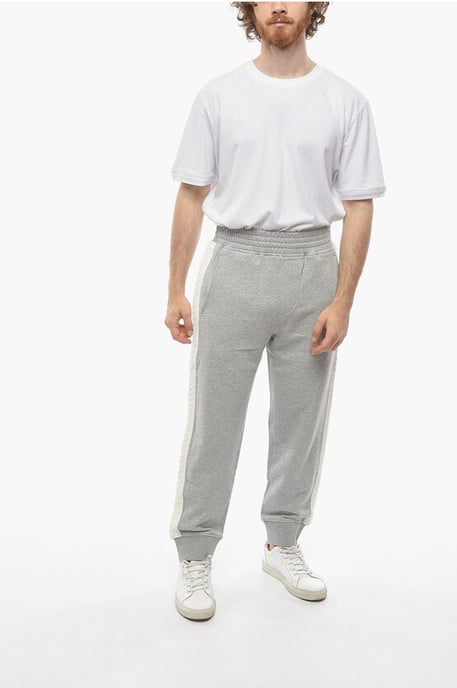 Loose Fit Sweatpants aus Baumwolle mit gestrickten Seitenbändern in Grau - Image 4
