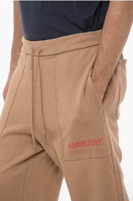 WORKSHOP-Jogginghose aus Fleece-Baumwolle mit Kordelzug in der Taille in Braun - Image 3