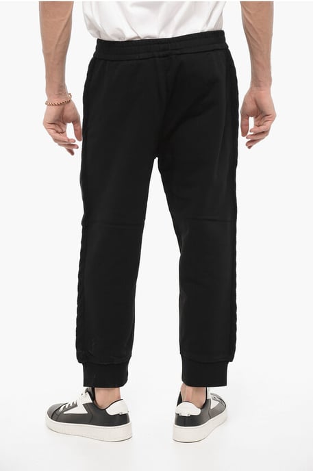 Einfarbige Jogginghose mit seitlichen Wollbändern in Schwarz - Image 2