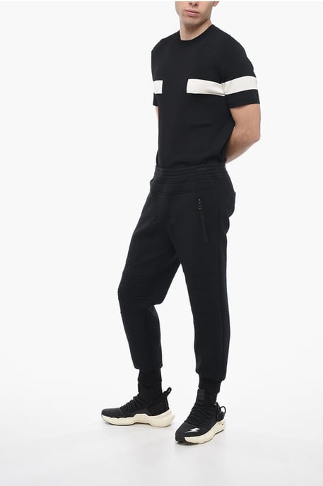 Neopren-Skinny-Fit-Biker-Jogginghose in Schwarz - Image 4