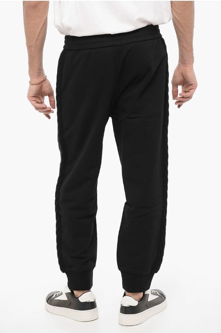 Einfarbige Jogginghose mit seitlichen Wollbändern in Schwarz - Image 2