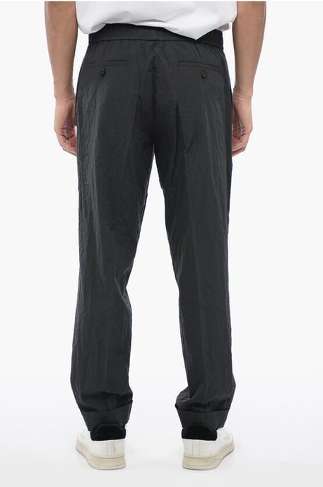 REM Slim Fit Hose aus zerknitterter Baumwolle in Grau - Image 2