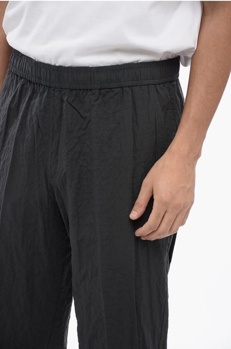 REM Slim Fit Hose aus zerknitterter Baumwolle in Grau - Image 3