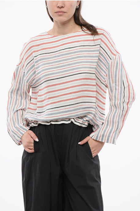 Balanced Stripe VARSITY Bluse aus Leinenmischung in Mehrfarbig - Image 1