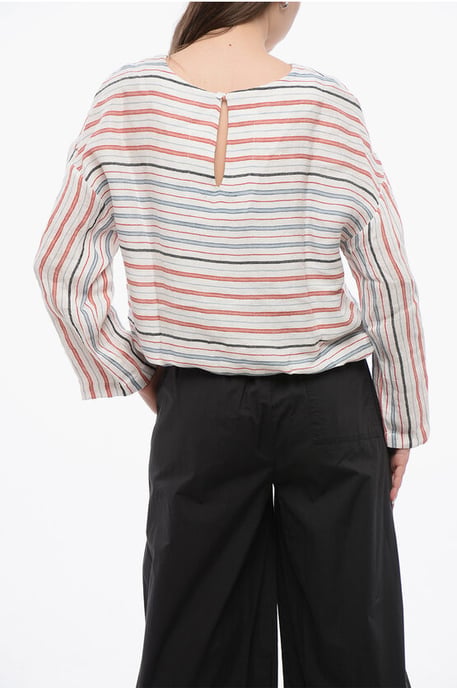Balanced Stripe VARSITY Bluse aus Leinenmischung in Mehrfarbig - Image 2