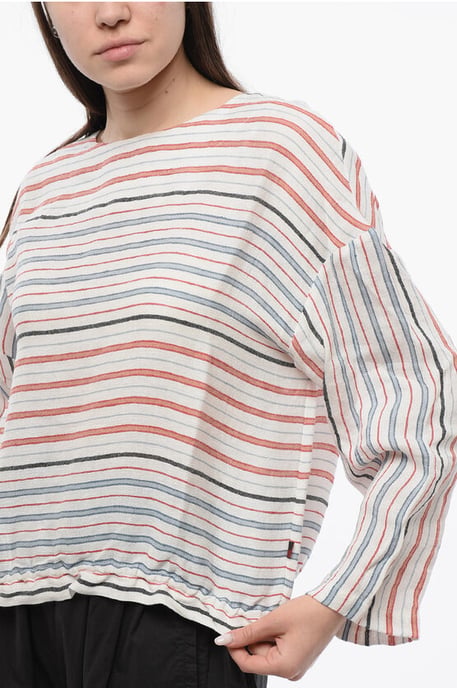 Balanced Stripe VARSITY Bluse aus Leinenmischung in Mehrfarbig - Image 3