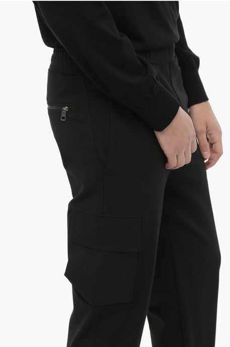 Skinny Fit Cargohose mit Kordelzug in der Taille in Schwarz - Image 4