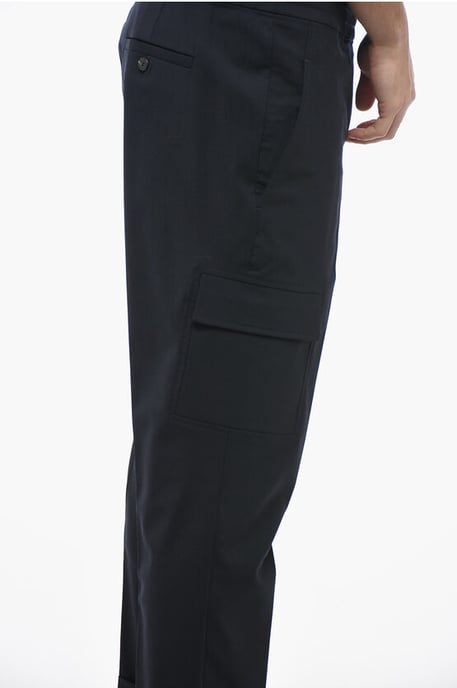 Niedrig sitzende REM-Cargohose aus Schurwollmischung in Blau - Image 2