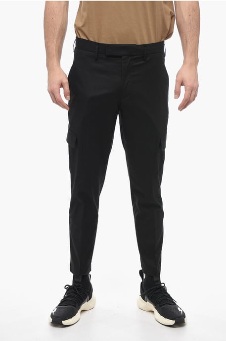 NATE Skinny Fit Cargohose mit verstecktem Verschluss in Schwarz - Image 1