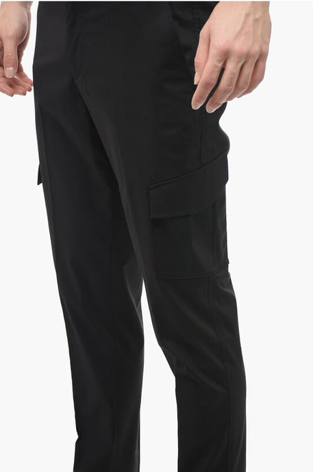 NATE Skinny Fit Cargohose mit verstecktem Verschluss in Schwarz - Image 4