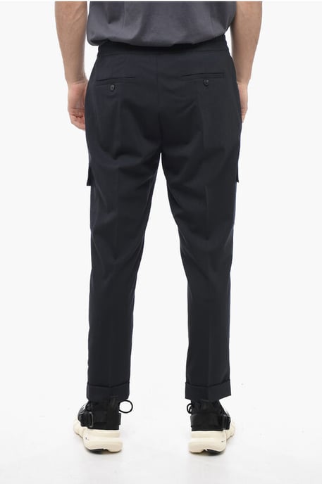 Niedrig sitzende REM-Cargohose aus Schurwollmischung in Blau - Image 2