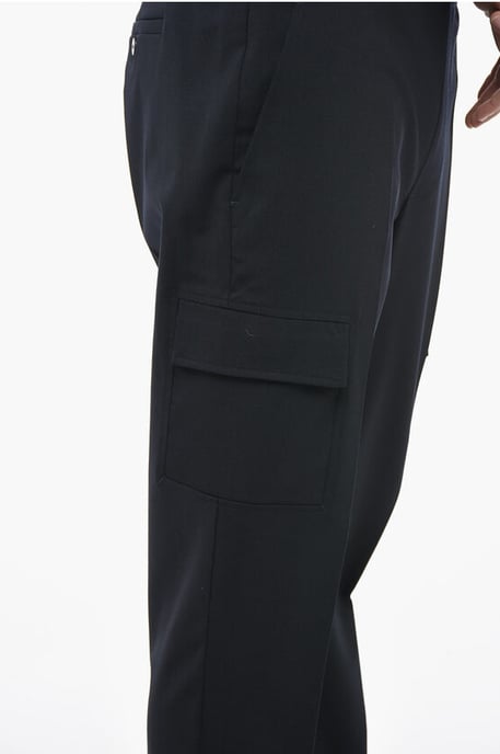 Niedrig sitzende REM-Cargohose aus Schurwollmischung in Blau - Image 3