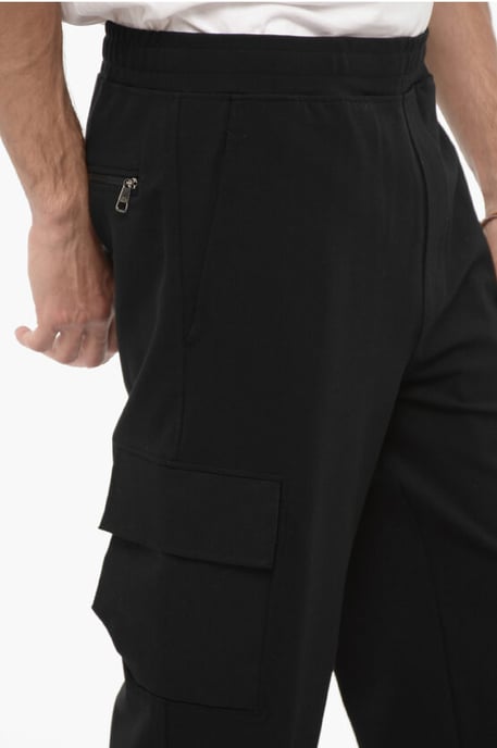 Skinny Fit Cargohose mit Kordelzug in der Taille in Schwarz - Image 3