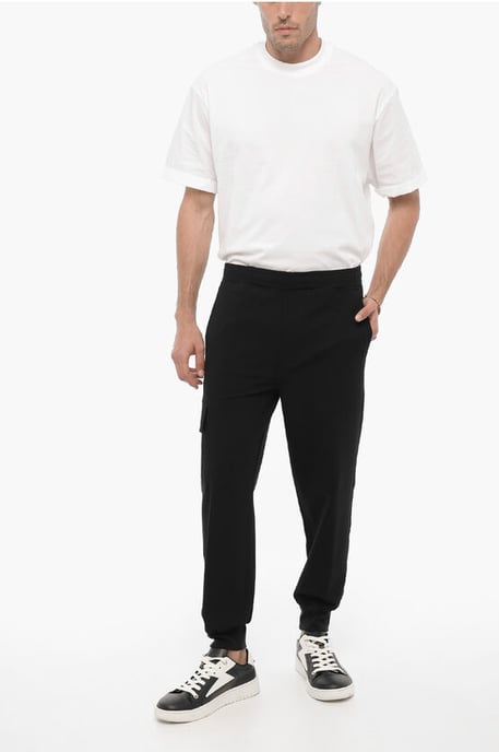 Skinny Fit Cargohose mit Kordelzug in der Taille in Schwarz - Image 4