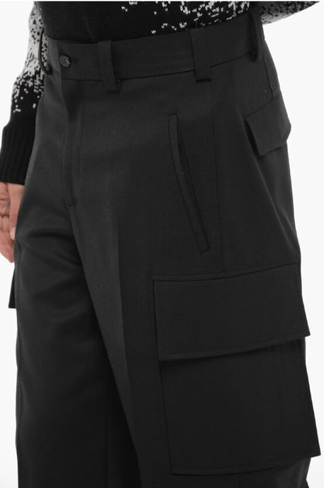 Loose Fit FIREMAN Cargohose mit Knöchelknopf in Schwarz - Image 3