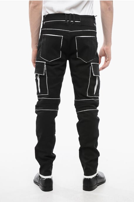 Beschichtete Baumwoll-Cargohose mit Kontrastdetails in Schwarz - Image 2