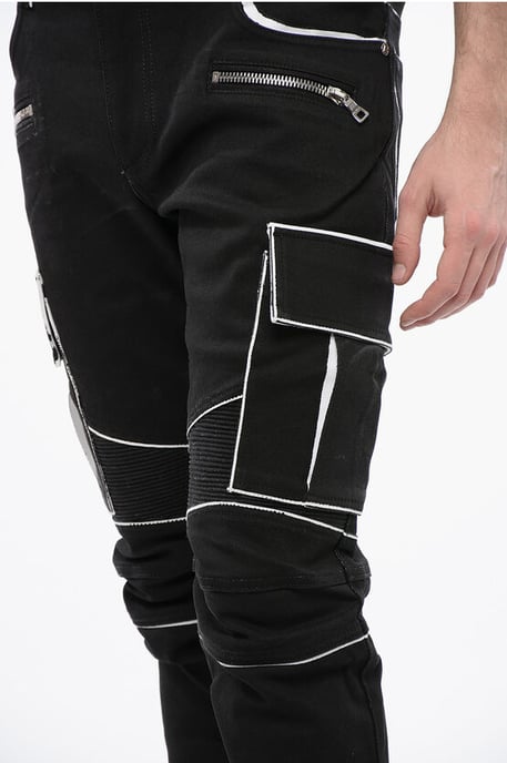 Beschichtete Baumwoll-Cargohose mit Kontrastdetails in Schwarz - Image 3