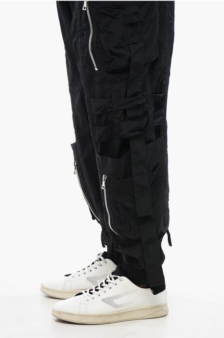 Nylon BANDED Cargohose mit Bündchen in Schwarz - Image 4