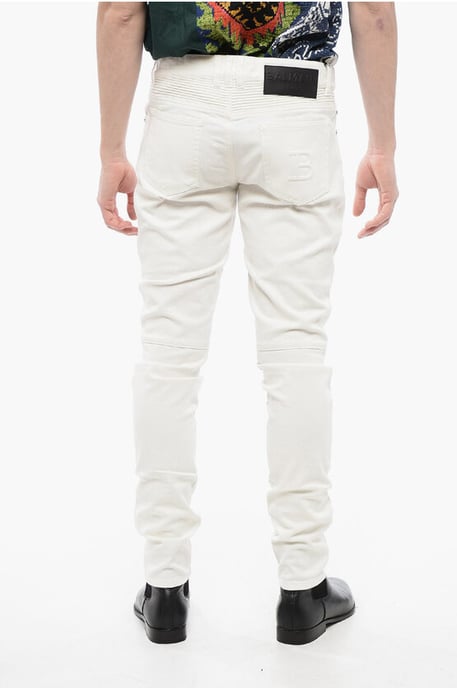 Tapered Fit Biker-Jeans mit Gürtelschlaufen 15 cm in Weiß - Image 2