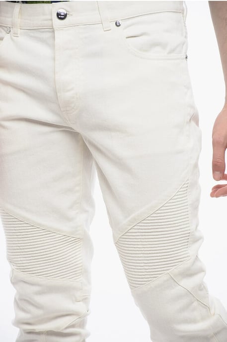Tapered Fit Biker-Jeans mit Gürtelschlaufen 15 cm in Weiß - Image 3