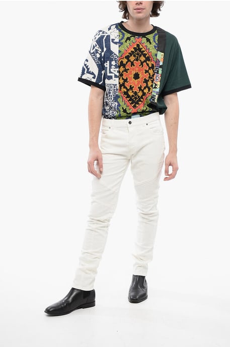 Tapered Fit Biker-Jeans mit Gürtelschlaufen 15 cm in Weiß - Image 4