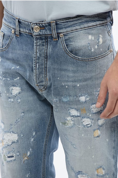 SID Regular Fit Jeans mit Distressed-Effekt, 18 cm, in Blau - Image 3