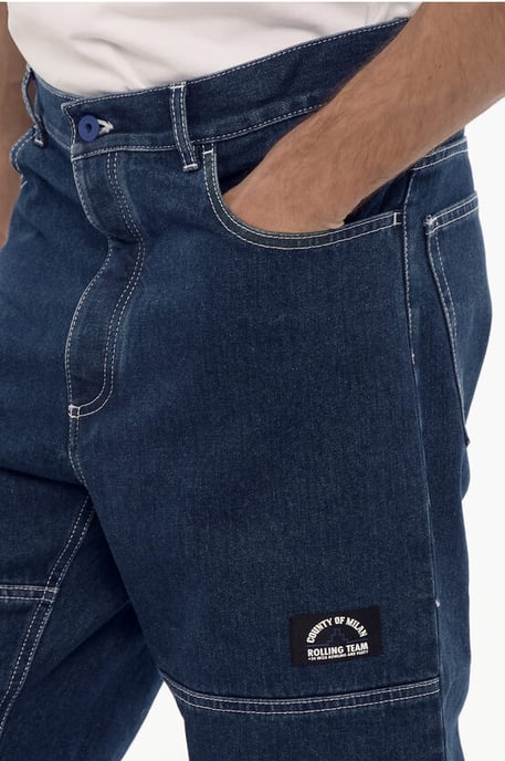 Gerade geschnittene Jeans mit sichtbaren Nähten, 21 cm, in Blau - Image 3