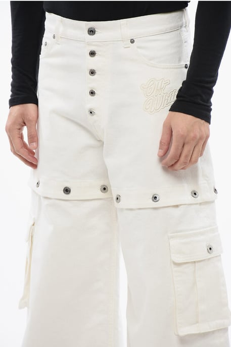 Baggy-Fit-Jeans mit gesticktem Logo in Weiß - Image 3