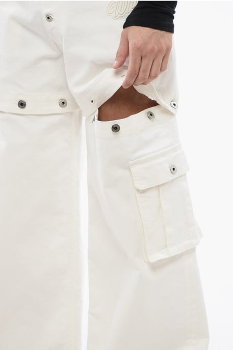 Baggy-Fit-Jeans mit gesticktem Logo in Weiß - Image 4