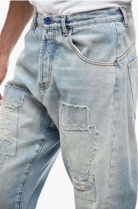 Vintage-Effekt TWIST Jeans mit Patchwork 17cm in Hellblau - Image 3