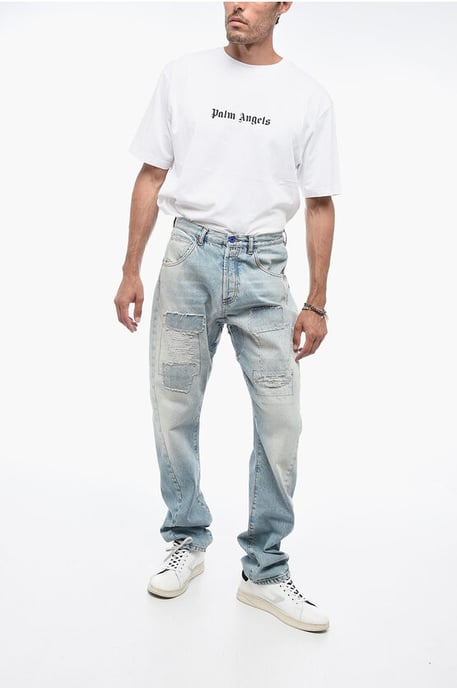 Vintage-Effekt TWIST Jeans mit Patchwork 17cm in Hellblau - Image 4