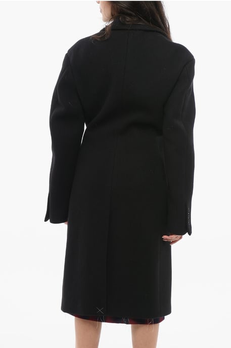 Mantel aus Wollmischung mit taillierter Taille in Schwarz - Image 2