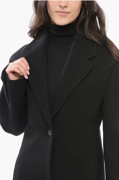 Mantel aus Wollmischung mit taillierter Taille in Schwarz - Image 3