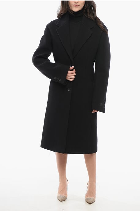 Mantel aus Wollmischung mit taillierter Taille in Schwarz - Image 4