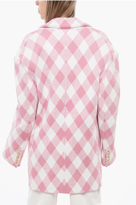 Oversize-Mantel mit Gingham-Muster in Pink - Image 2