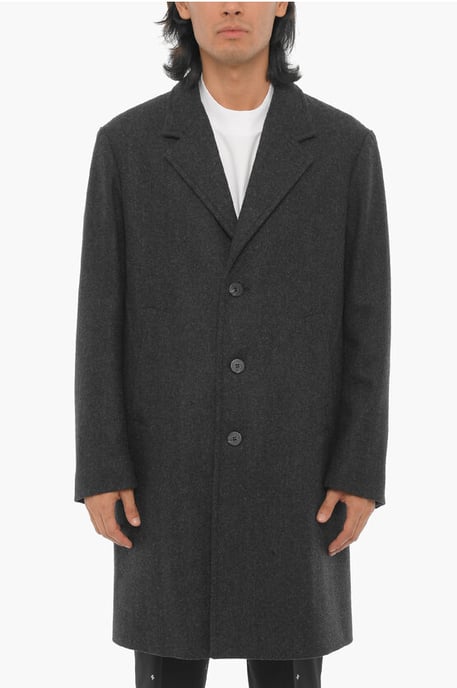 Einreihiger Mantel aus Wollmischung im Slim Fit in Grau - Image 1