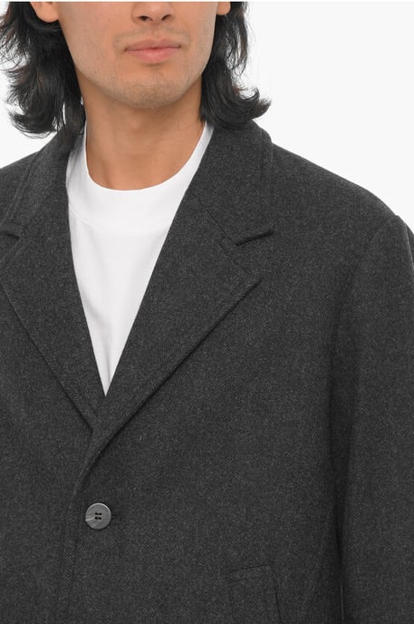 Einreihiger Mantel aus Wollmischung im Slim Fit in Grau - Image 3