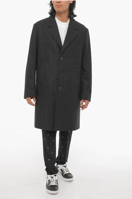 Einreihiger Mantel aus Wollmischung im Slim Fit in Grau - Image 4