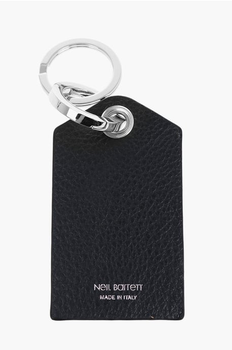 Schlüsselanhänger mit Anhänger aus strukturiertem Leder und Blitzdetail in Blau, Schwarz - Image 2