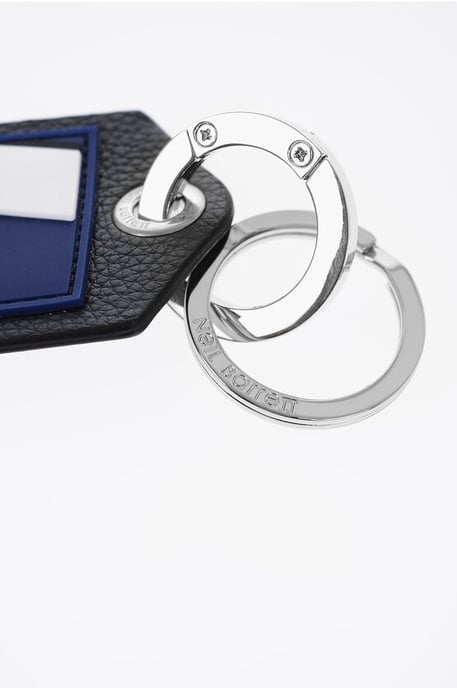 Schlüsselanhänger mit Anhänger aus strukturiertem Leder und Blitzdetail in Blau, Schwarz - Image 3