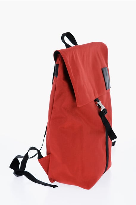 Zweifarbiger CITY FLAP Nylon-Rucksack in Nero, Rosso - Image 2